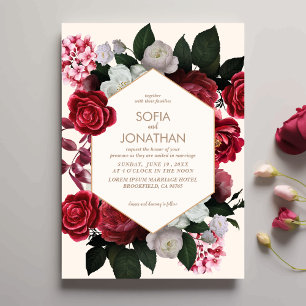 Moderne Maroon Rustikale Hochzeit im Herbst Einladung