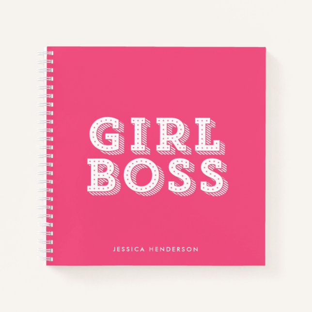 Moderne Marquee Typografie Girl Boss Personalisier Notizbuch (Vorderseite)