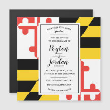 Moderne Maryland Flag Hochzeit Magnetische Einladu