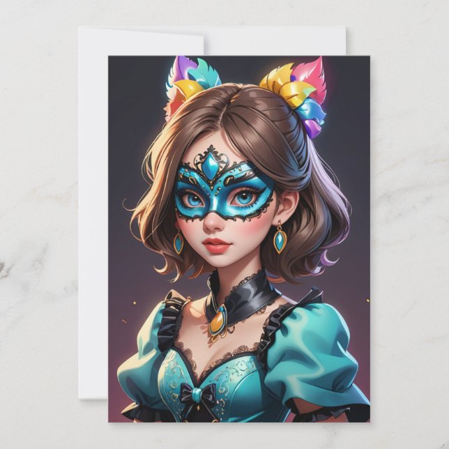 moderne Maskerade süße 16 Einladungen (Vorderseite)