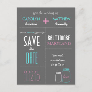 Moderne Masonjar Pfeil-Grau-Save the Date Karte