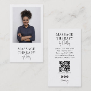 Moderne Massage-Foto-QR-Code-Therapeut-Lindgrau Visitenkarte