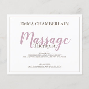 Moderne Massage Therapeut Script Blush Pink Script Flyer