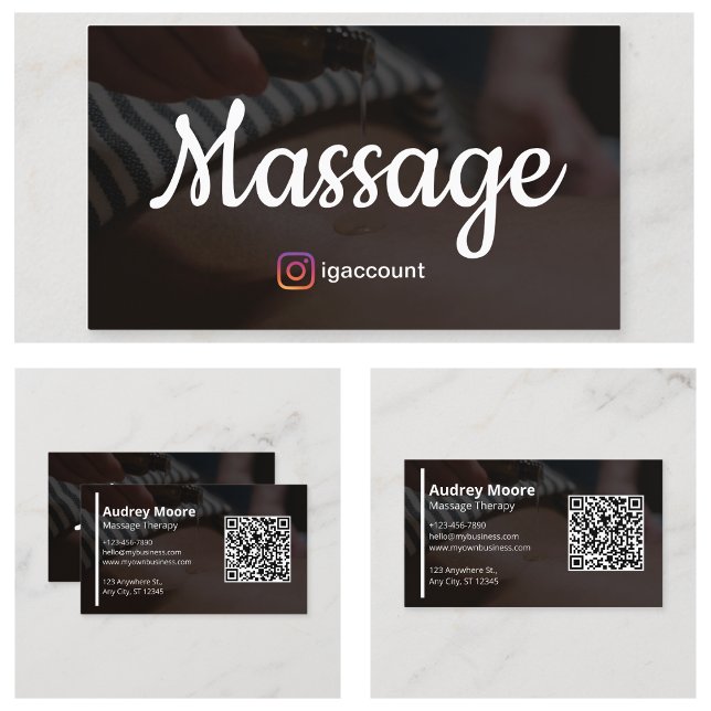 Moderne Massagetherapie QR Code Visitenkarte (Modern Massage Therapy QR Code Business Card
)