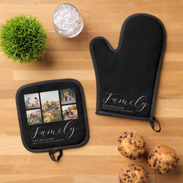 Moderne, maßgeschneiderte Fotosammlung Elegante Sc Ofenhandschuh & Topflappen-Set (Oben Unten)