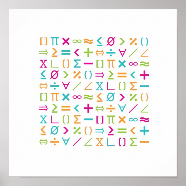 Moderne Mathematik Zeichen & Symbole Muster Poster (Vorne)