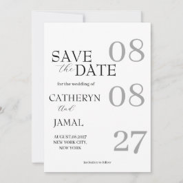 Moderne Matt-Schwarze Minimalistische Save The Dat Date
