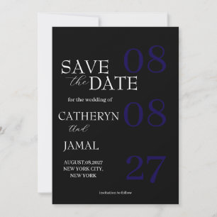 Moderne Matt-Schwarze Minimalistische Save The Dat Date