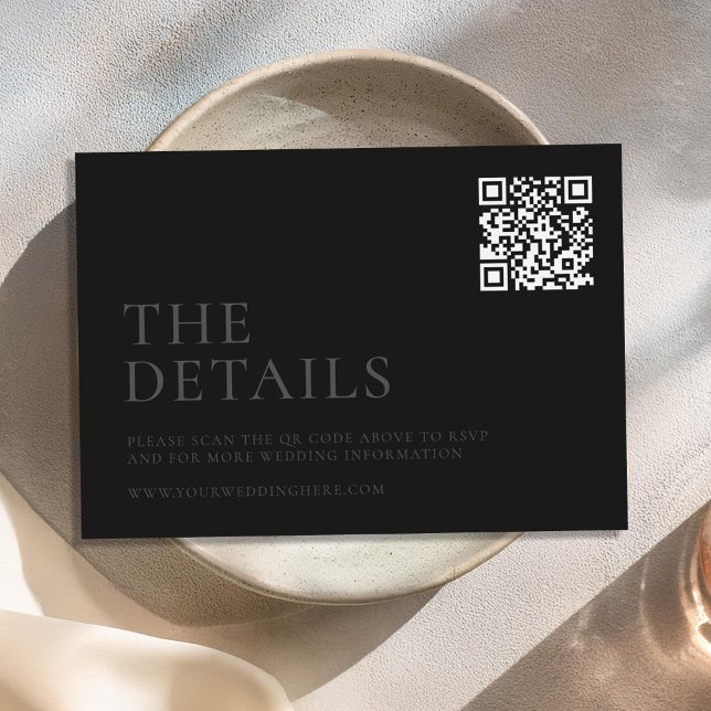 Moderne Matte Black Minimal Hochzeit Begleitkarte (Von Creator hochgeladen)
