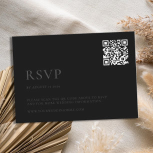 Moderne Matte Black Minimal Hochzeit RSVP Karte
