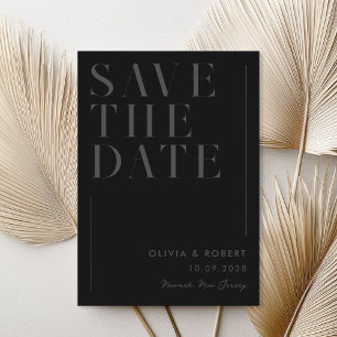 Moderne Matte Black Minimalistisch Chic Hochzeit Save The Date