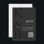 Moderne Matte Black Monogram Minimalistisch Weddin RSVP Karte<br><div class="desc">Erstellen Sie Ihre eigenen personalisierten Hochzeitskarten mit modernster Monogramm-Typografie und minimalistischem Grafikdesign in matt schwarzer Farbe.</div>