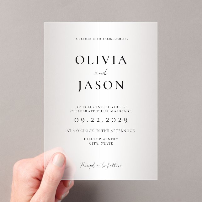 Moderne Mattierte Hochzeit Acryleinladungen (Insitu (Handheld))