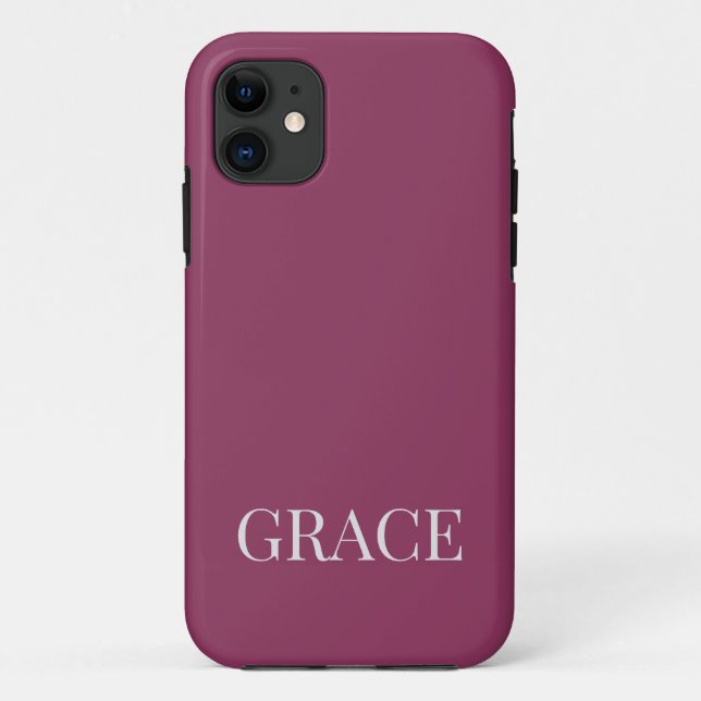 Moderne Mauve-Beere Personalisierter Name Benutzer Case-Mate iPhone Hülle (Rückseite)