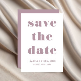 Moderne Mauve Pink Typografy Wedding Save The Date