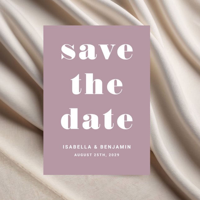Moderne Mauve Typografy Wedding Save The Date (Pink Mauve Modern Typography Wedding Save The Date)