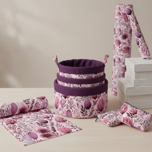 Moderne Mauve- und Pflaumenblüten-Stoff Stoff