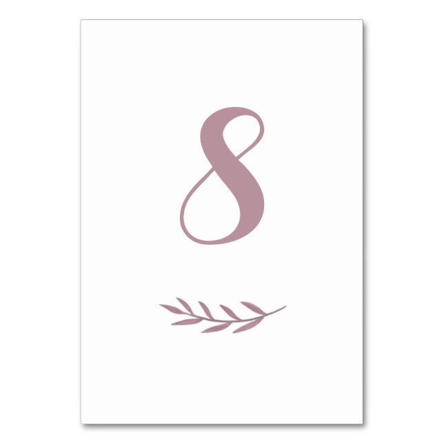 Moderne Mauve Wedding Tischnummern (Vorderseite)