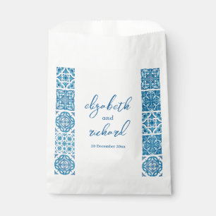 Moderne mediterrane blaue Glasfliesen Hochzeit Geschenktütchen