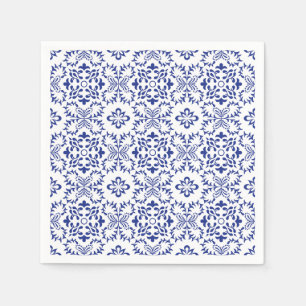 Moderne mediterrane blaue Mosaik-Hochzeit Serviette