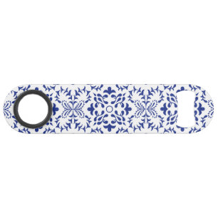 Moderne mediterrane blaue Mosaik-Hochzeit Speed Flaschenöffner