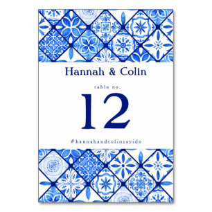 Moderne mediterrane Hochzeit Tischnummer
