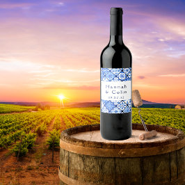 Moderne mediterrane Hochzeit Weinetikett