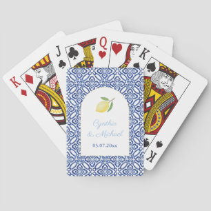 Moderne mediterrane Lemon Blue Tile Gastgeschenk H Spielkarten