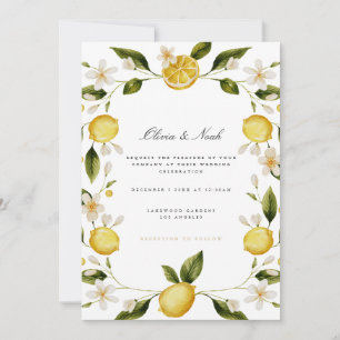 Moderne Mediterrane Lemon Hochzeitskarte Einladung