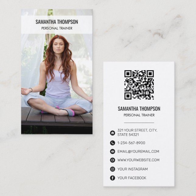 Moderne Medizin Wellness Fitness Foto QR Code Visitenkarte (Vorne/Hinten)