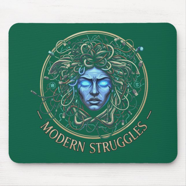 Moderne Medusa-Tech-Probleme - Cyberpunk Griechenl Mousepad (Vorne)