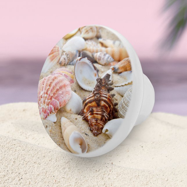 Moderne Meeresküste Sand Beach Seashells Keramikknauf (Von Creator hochgeladen)
