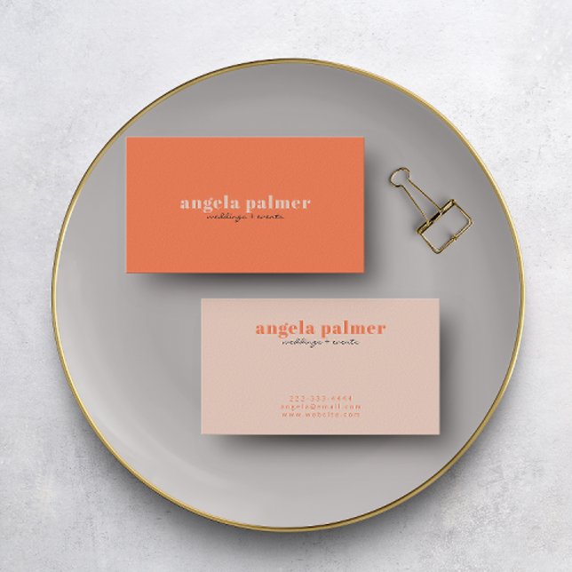 Moderne Meets Classic: Mit fett ausstechen Visitenkarte (A stylish orange and champagne pink business card.)