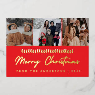 Moderne Mehrfach-Foto-Collage Frohe Weihnachten Folien Feiertagskarte