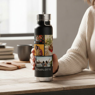 Moderne Mehrfach-Foto-Collage Personalisierter Nam Trinkflasche