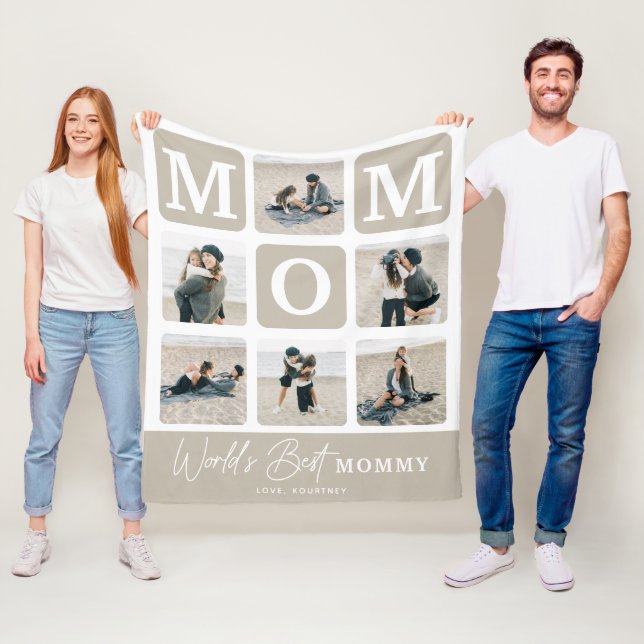 Moderne Mehrfach-Foto-Raster Süßes MUM-Geschenk  Fleecedecke (Beispiel)