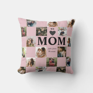 Moderne Mehrfach-Foto-Rosa-&-Lila-Mama-Wurfkissen Kissen