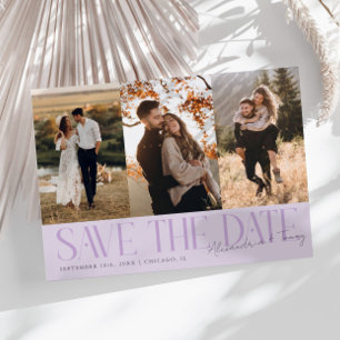 Moderne Mehrfach-Foto-Unterschrift des Paares in L Save The Date