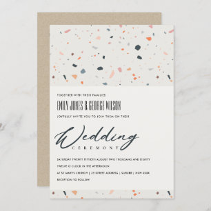 MODERNE MEHRFARBENE TERRAZZO PATTERN WEDING INVITE DANKESKARTE