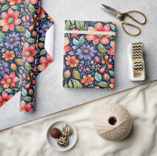 Moderne mehrfarbige Blumen Geschenkpapier