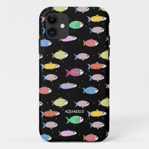 Moderne mehrfarbige Fische auf Schwarz Case-Mate iPhone Hülle