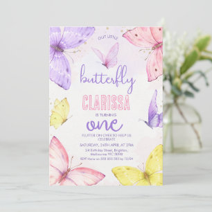Moderne mehrfarbige Kleine Schmetterlinge 1. Gebur Einladung