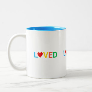 Moderne mehrfarbige personalisierte geliebte Herz Zweifarbige Tasse
