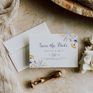 Moderne mehrfarbige Wildblume Horizontal Hochzeit Save The Date