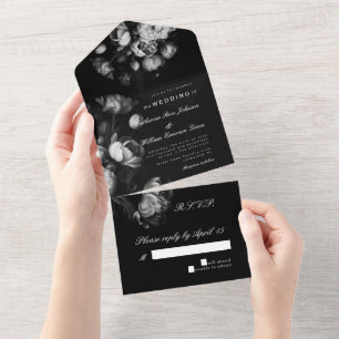 Moderne melancholische niederländische Blumen Hoch All In One Einladung