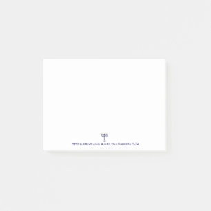 Moderne Menorah Blessing Blue White Gold Graphic Post-it Klebezettel