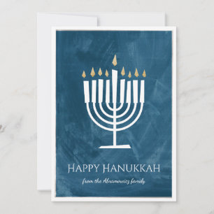 Moderne Menorah Chanukka Karte mit Foto-Beistand