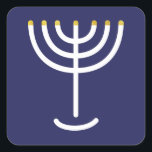 Moderne Menorah White Navy Gold Grafik Quadratischer Aufkleber<br><div class="desc">Hebräisch Menorah Sticker. Marine,  weiß,  Gold. Übertragbar und anpassbar.</div>