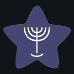 Moderne Menorah White Navy Gold Grafik Stern-Aufkleber<br><div class="desc">Hebräisch Menorah Sticker. Marine,  weiß,  Gold. Übertragbar und anpassbar.</div>