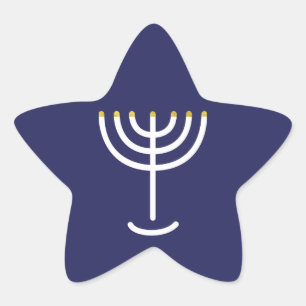 Moderne Menorah White Navy Gold Grafik Stern-Aufkleber